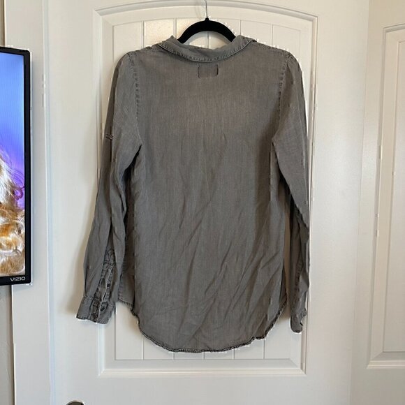 COTTON ON grey chambray button up collared shirt casual relaxed women's small - Picture 6 of 9